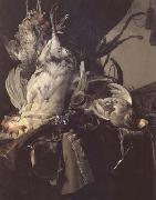 Aelst, Willem van Still Life of Dead Birds and Hunting Weapons (mk14) oil painting reproduction